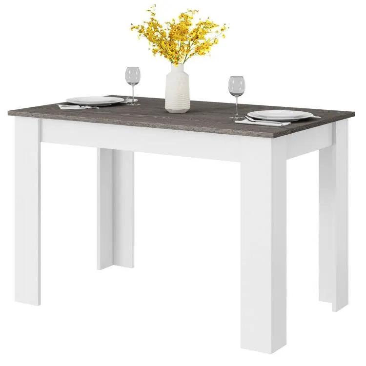 Dark Grey Wood Top 47-inch Kitchen Dining Table or Computer Desk with White Legs by HomePacific