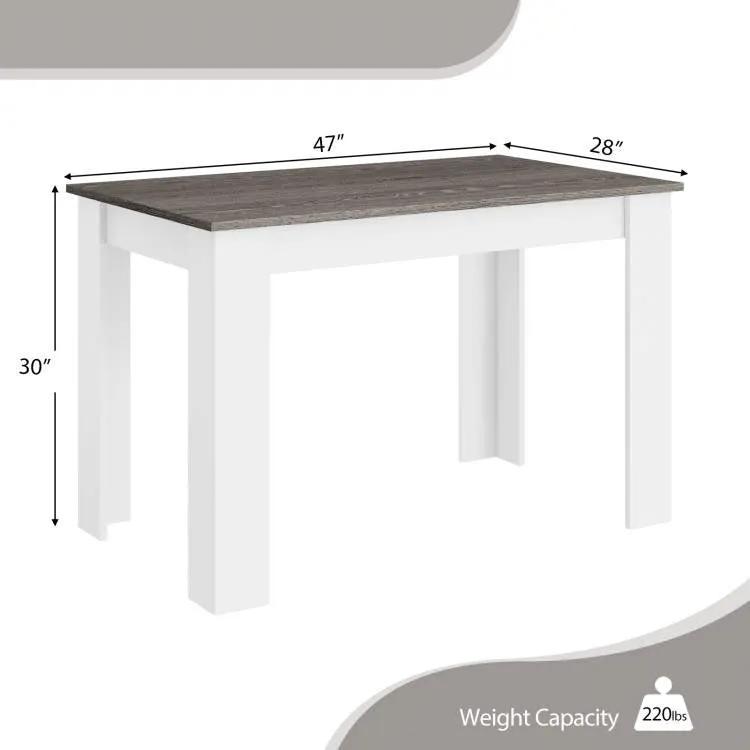 Dark Grey Wood Top 47-inch Kitchen Dining Table or Computer Desk with White Legs by HomePacific
