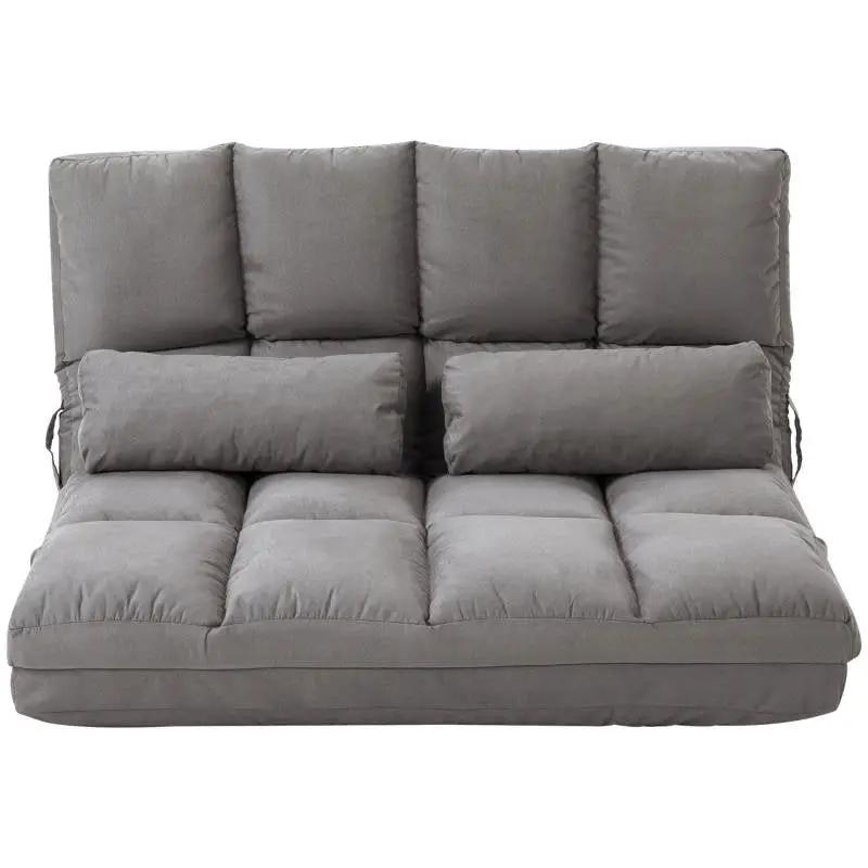 Dark Grey Polyester Suede Fabric Floor Sofa Bed Recliner with Adjustable Back by HomePacific