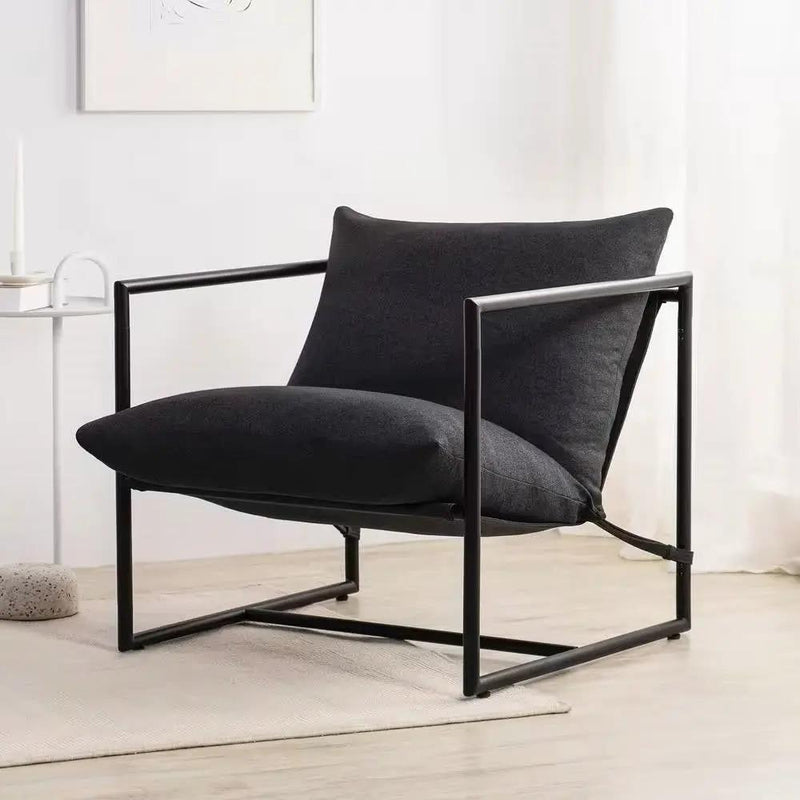 Modern Dark Grey Upholstered Accent Chair with Metal Frame by HomePacific