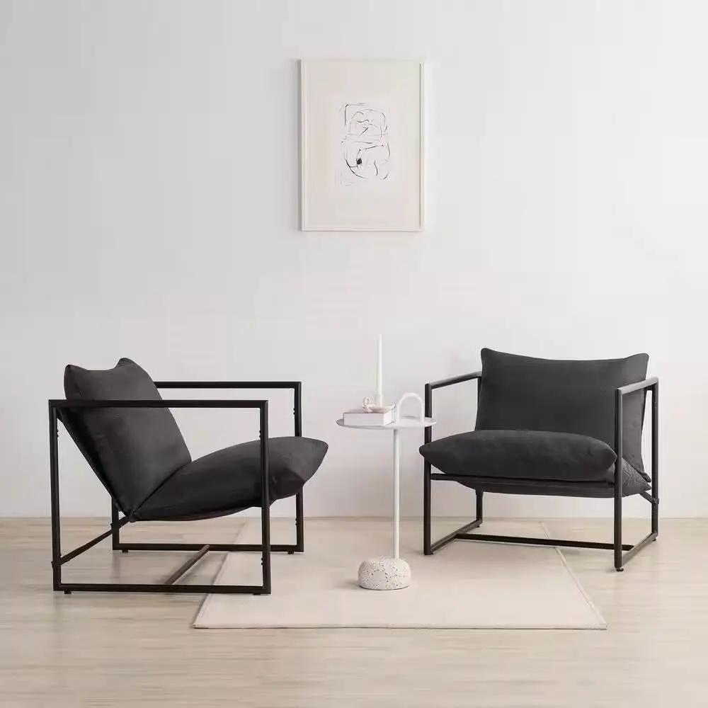 Modern Dark Grey Upholstered Accent Chair with Metal Frame by HomePacific