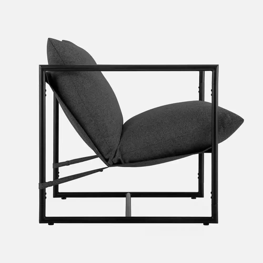 Modern Dark Grey Upholstered Accent Chair with Metal Frame by HomePacific
