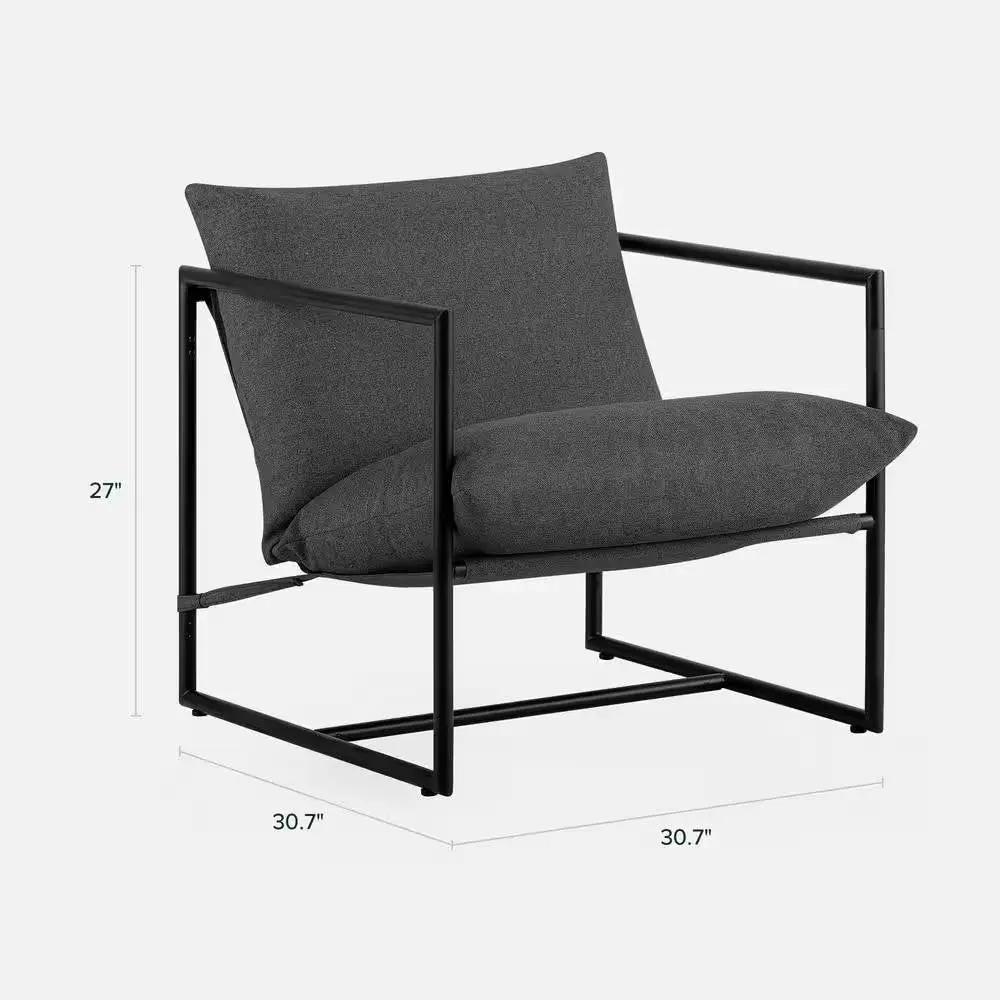 Modern Dark Grey Upholstered Accent Chair with Metal Frame by HomePacific