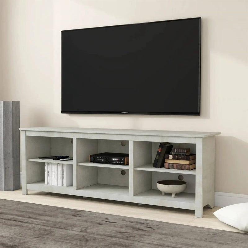 Farmhouse Style TV Stand in Light Grey Oak Wood Finish - for TVs up to 70-inch by HomePacific