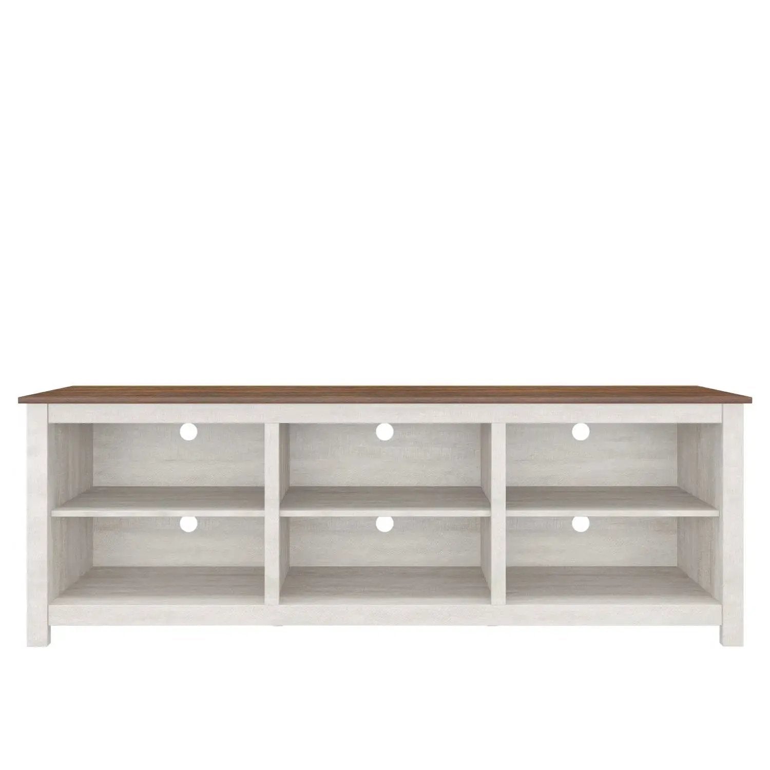 Farmhouse TV Stand in Grey Oak with Brown Wood Finish Top for TVs up to 70-inch by HomePacific