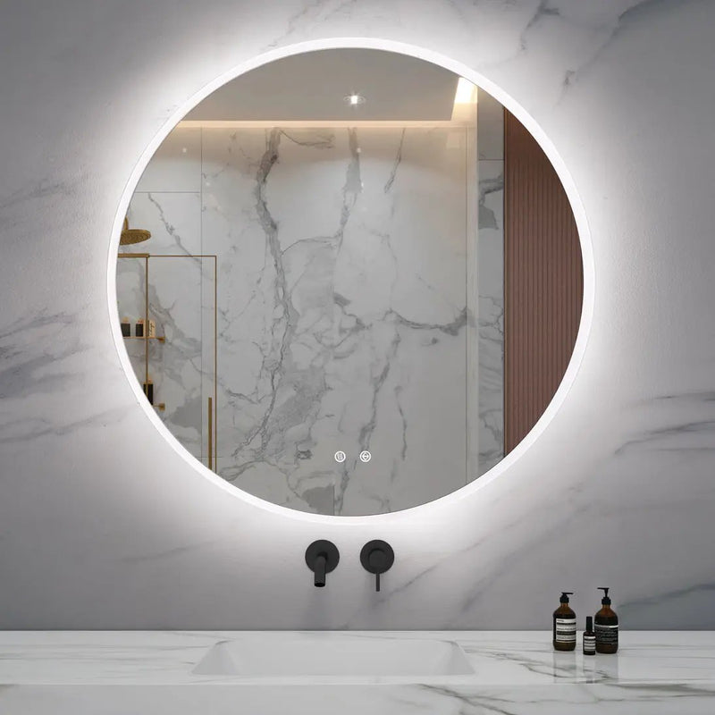 Zeek 36" Round Backlit LED Lighted Bathroom Wall Mirror Circular Acrylic Edge MARD36 by ZEEK