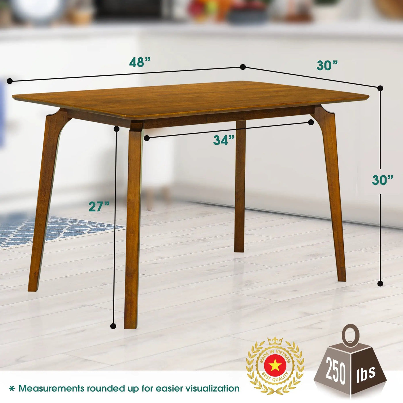 Verve 48 inches Solid Wood Dining Table by Megsu