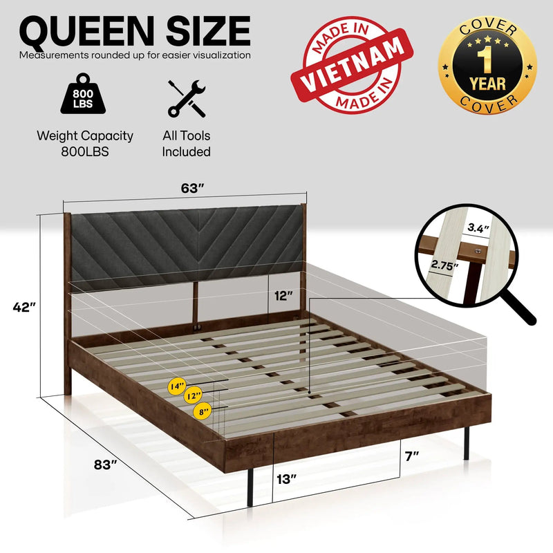 Astoria Solid Wood Bed Frame by Megsu
