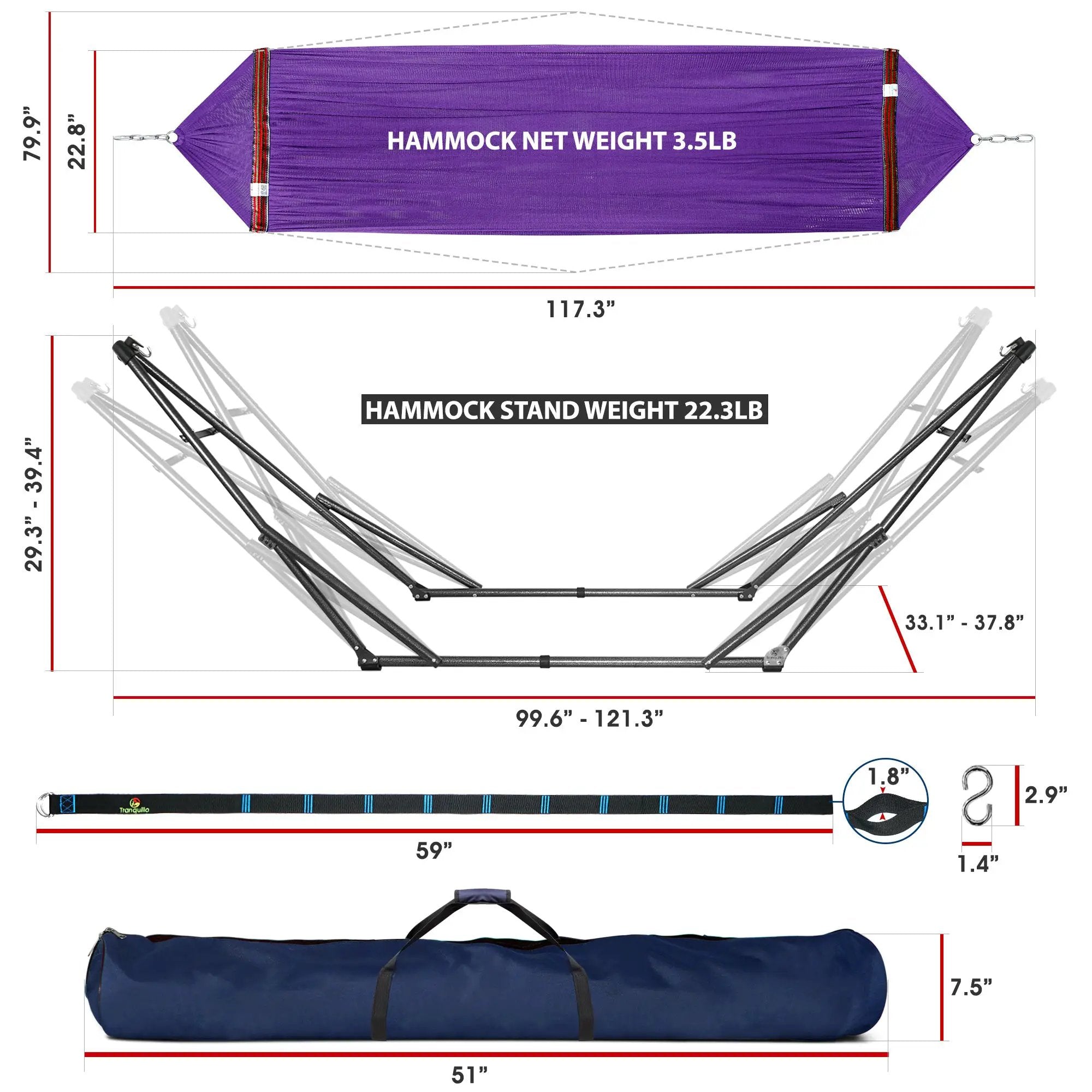 Tranquillo Comfort Set Original Hammock Stand for Ultimate Relaxation by Megsu