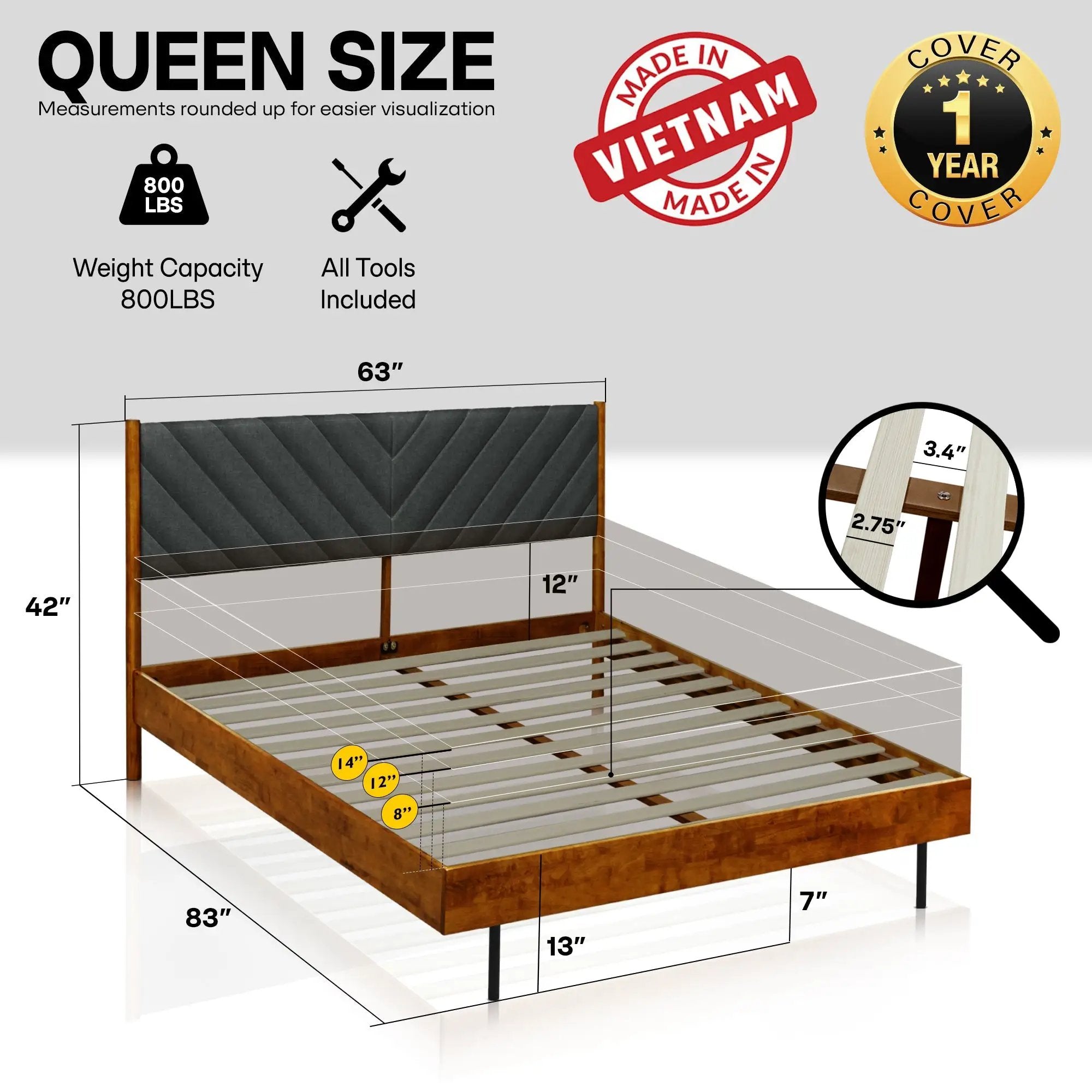 Astoria Solid Wood Bed Frame by Megsu