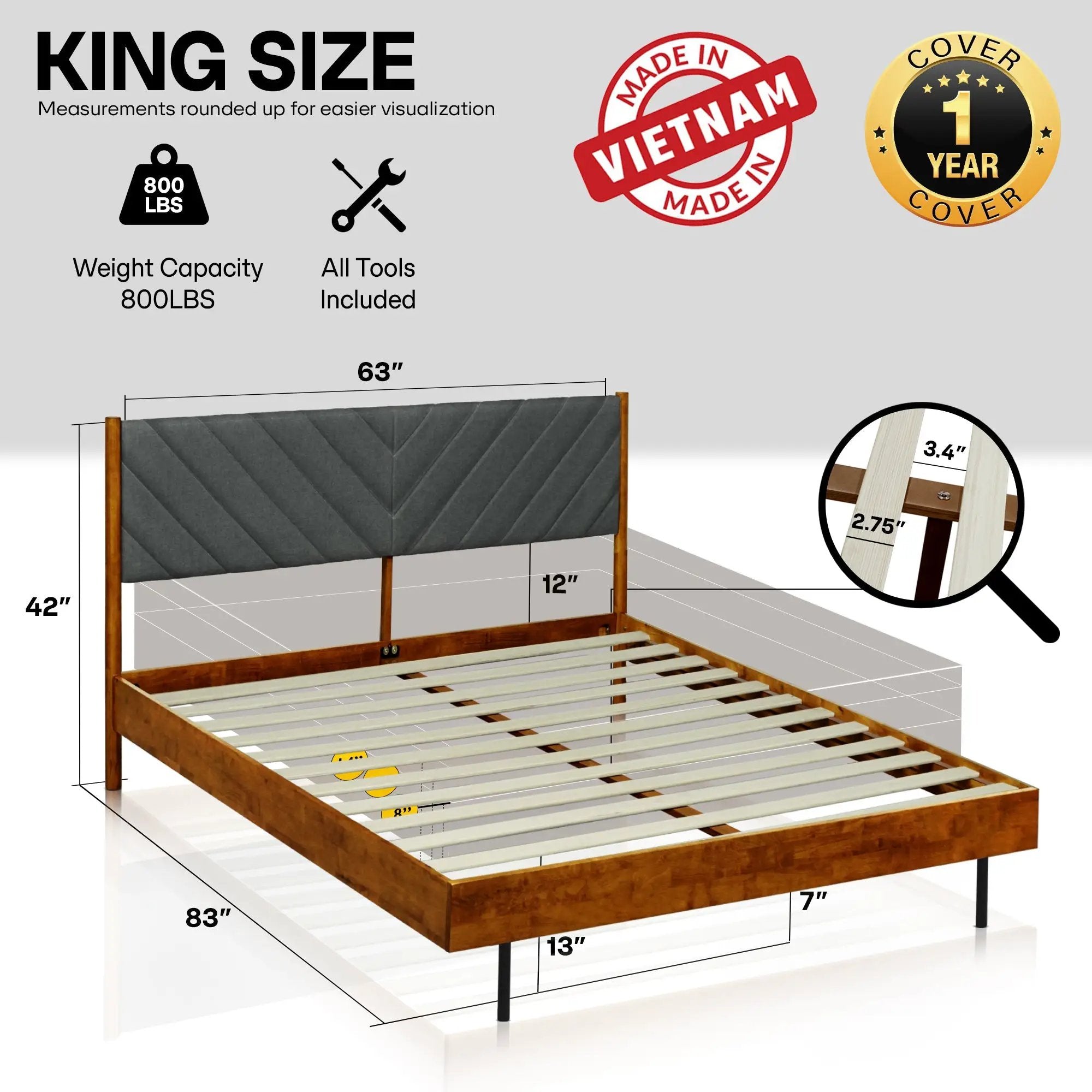 Astoria Solid Wood Bed Frame by Megsu