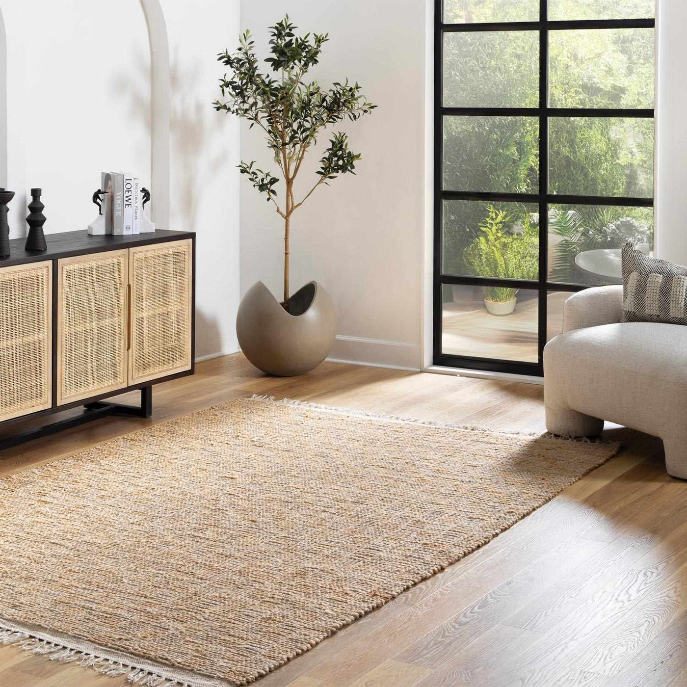Lonut Checkered Jute Area Rug - Clearance by Boutique Rugs