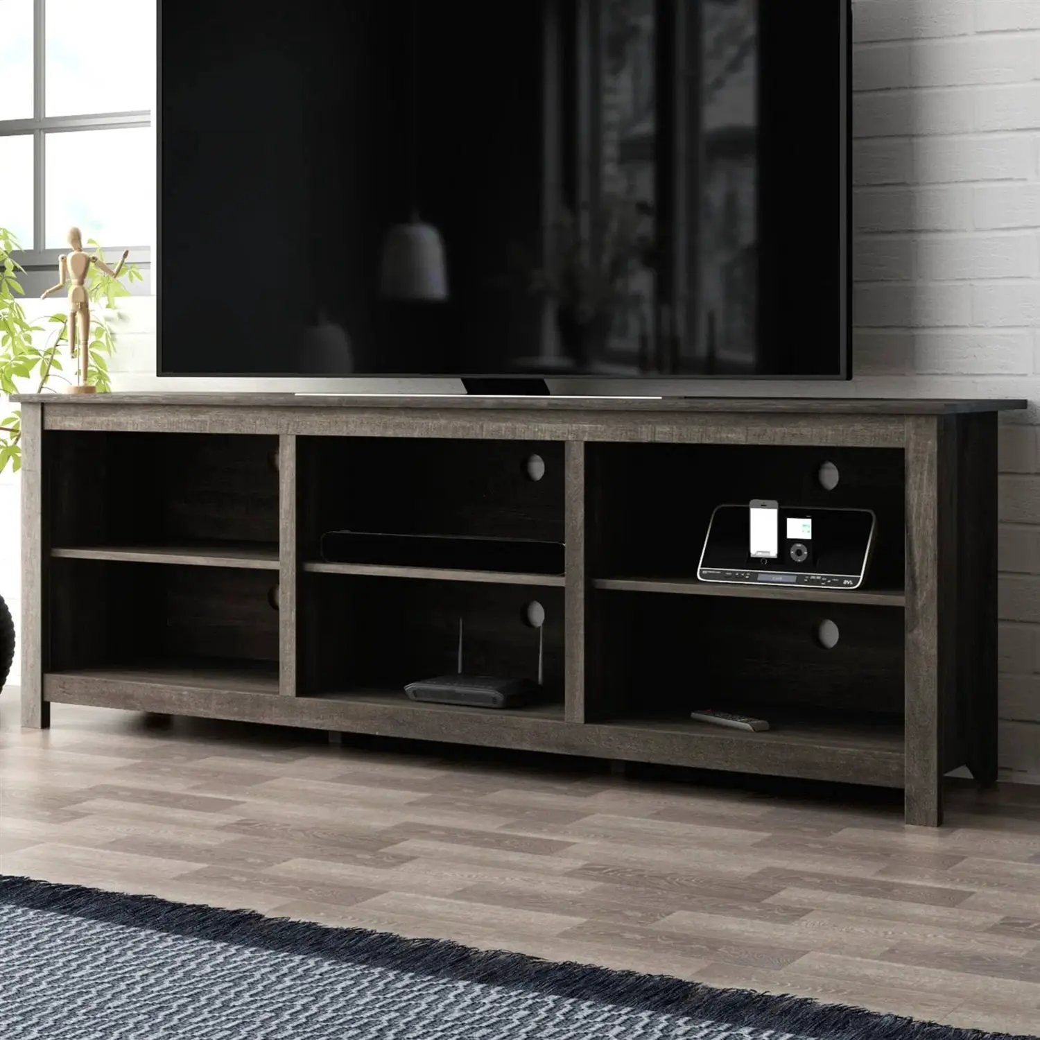 70-inch Dark Brown Wood TV Stand Entertainment Center for TV up to 78-inch by HomePacific