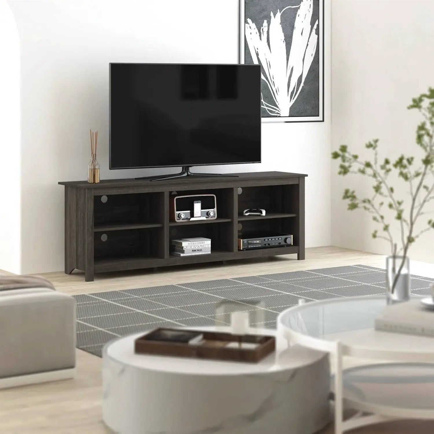 70-inch Dark Brown Wood TV Stand Entertainment Center for TV up to 78-inch by HomePacific