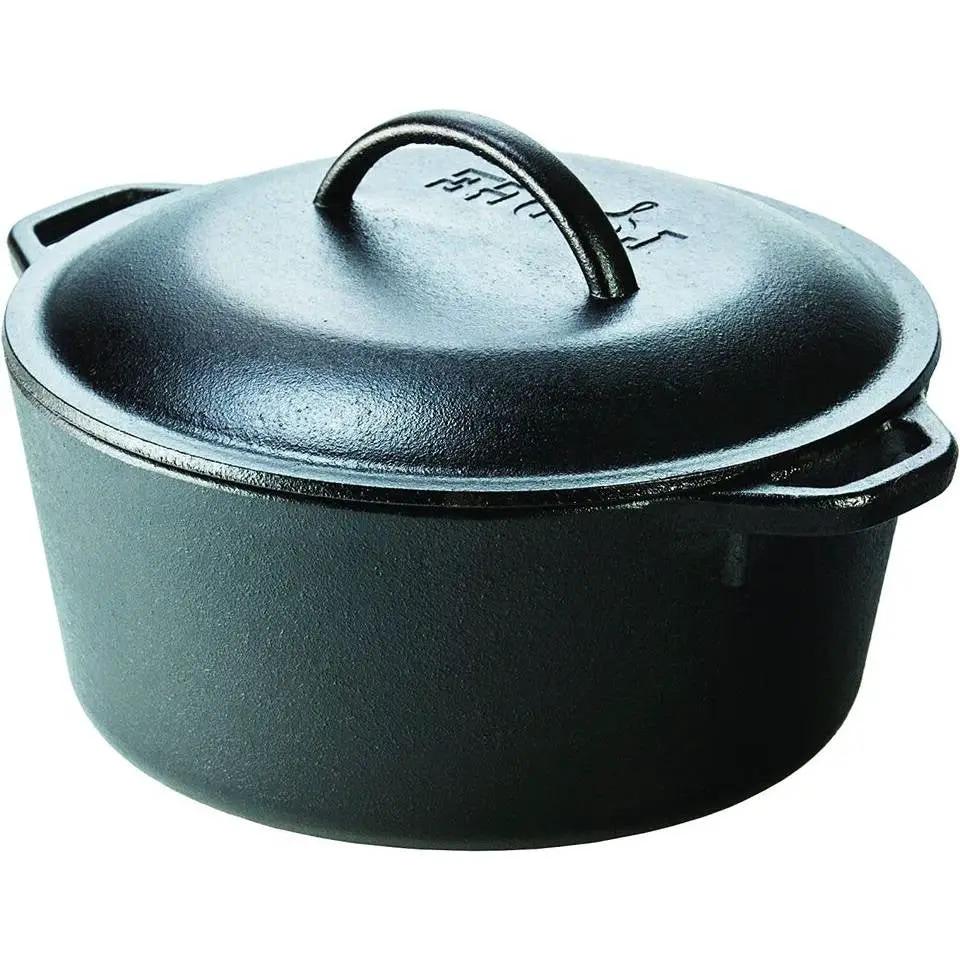 5-Piece Cast Iron Cookware Set with Dutch Oven Griddle and Skillets Made in USA by HomePacific