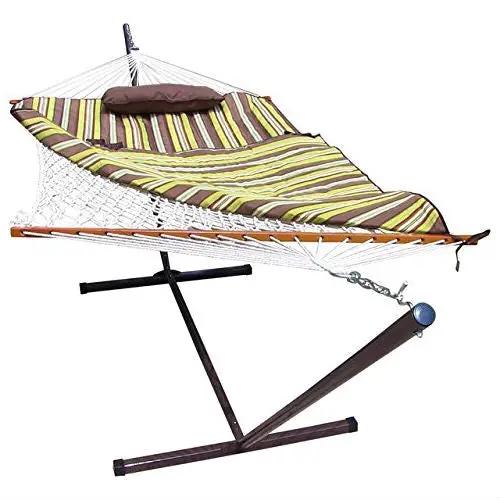 Rope Hammock Set with Stand Pad and Pillow 55 x 144-inch - Desert Stripe by HomePacific