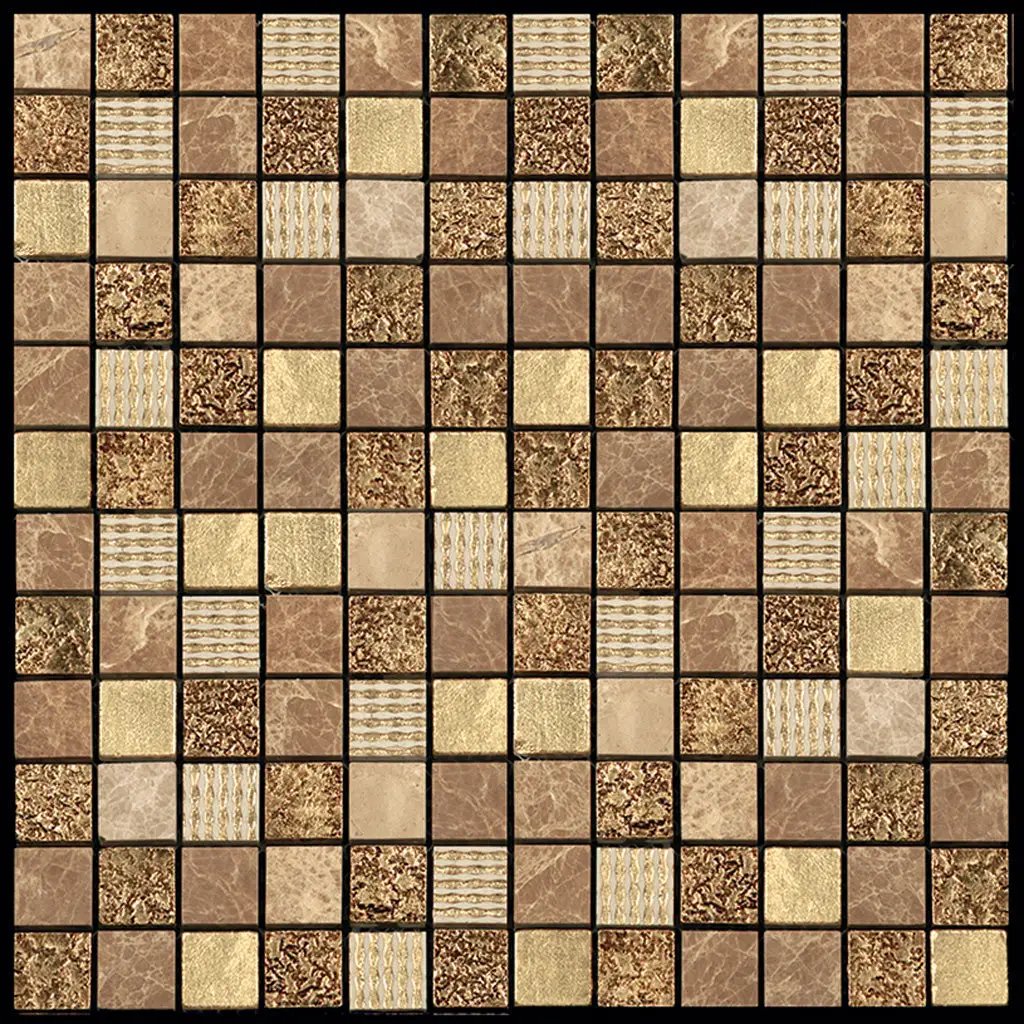 Beige 12x12 Polished Foiled Square Glass Resin Stone Mosaic Tile (10 pack, 9.51 sq ft/case) by Apollo Tile