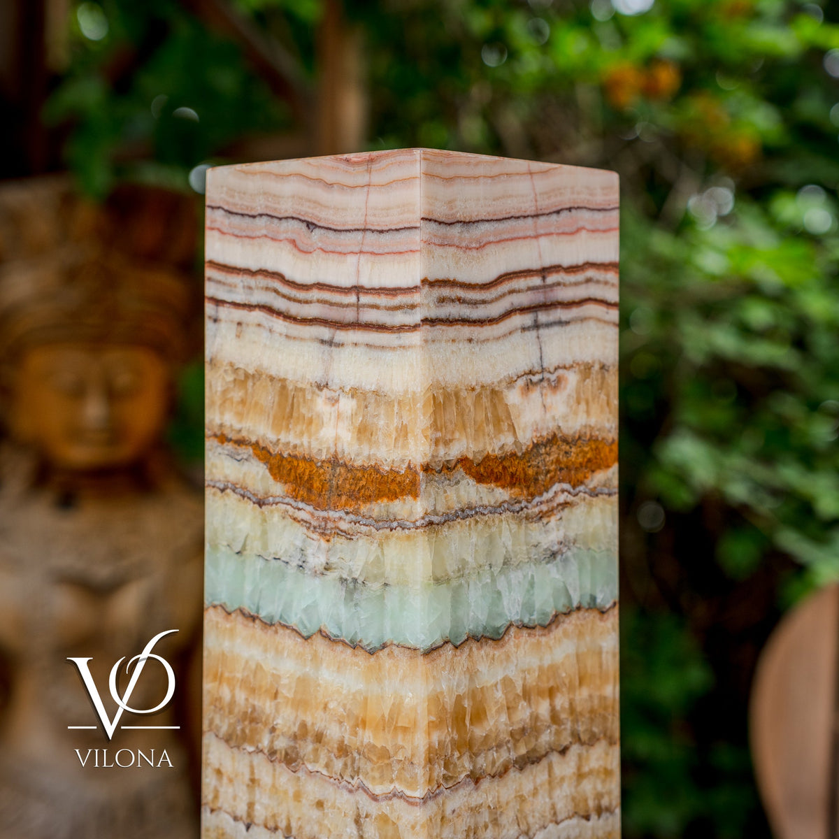 Aqua Onyx Square Table Lamp - 20" Tall, x 6"x 6" Square (Medium #65), photo 4 of 10
