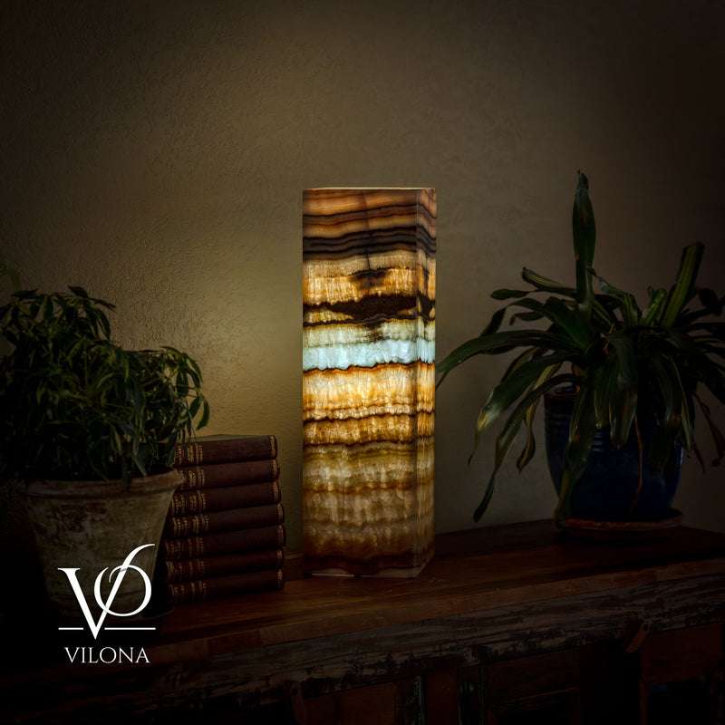 Aqua Onyx Square Table Lamp - 20" Tall, x 6"x 6" Square (Medium #65), photo 5 of 10
