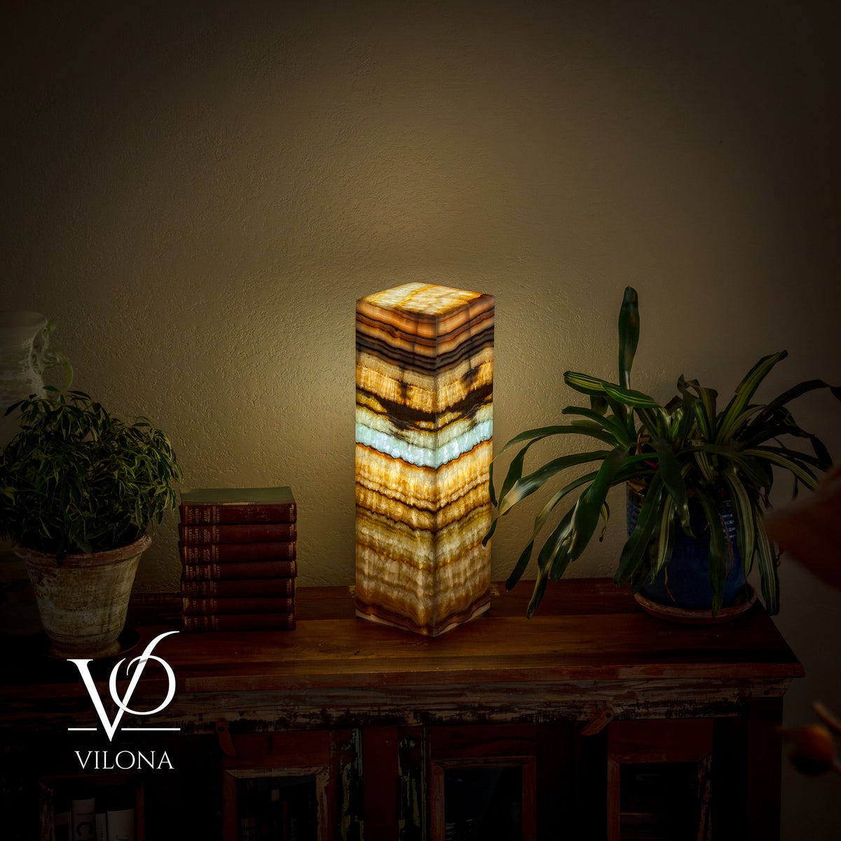 Aqua Onyx Square Table Lamp - 20" Tall, x 6"x 6" Square (Medium #65), photo 9 of 10