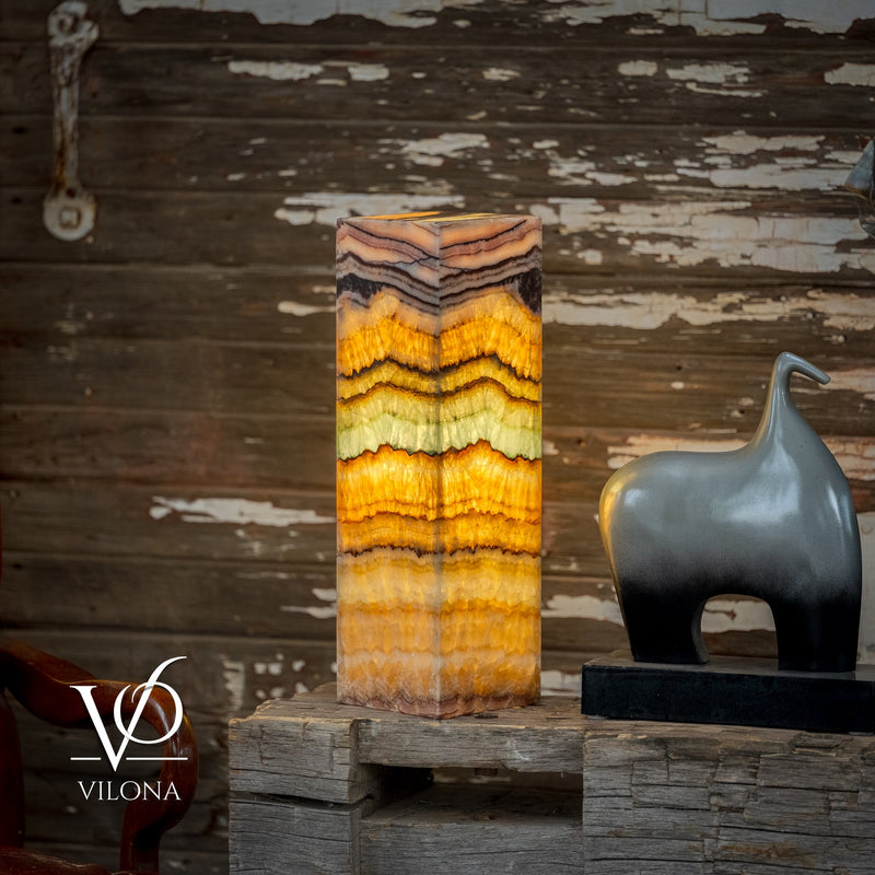 Aqua Onyx Square Table Lamp - 20" Tall, x 6"x 6" (Medium #67), photo 4 of 9