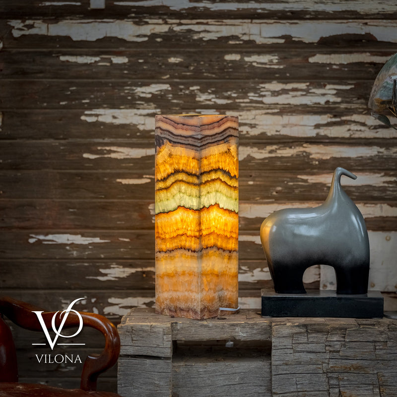 Aqua Onyx Square Table Lamp - 20" Tall, x 6"x 6" (Medium #67), photo 6 of 9