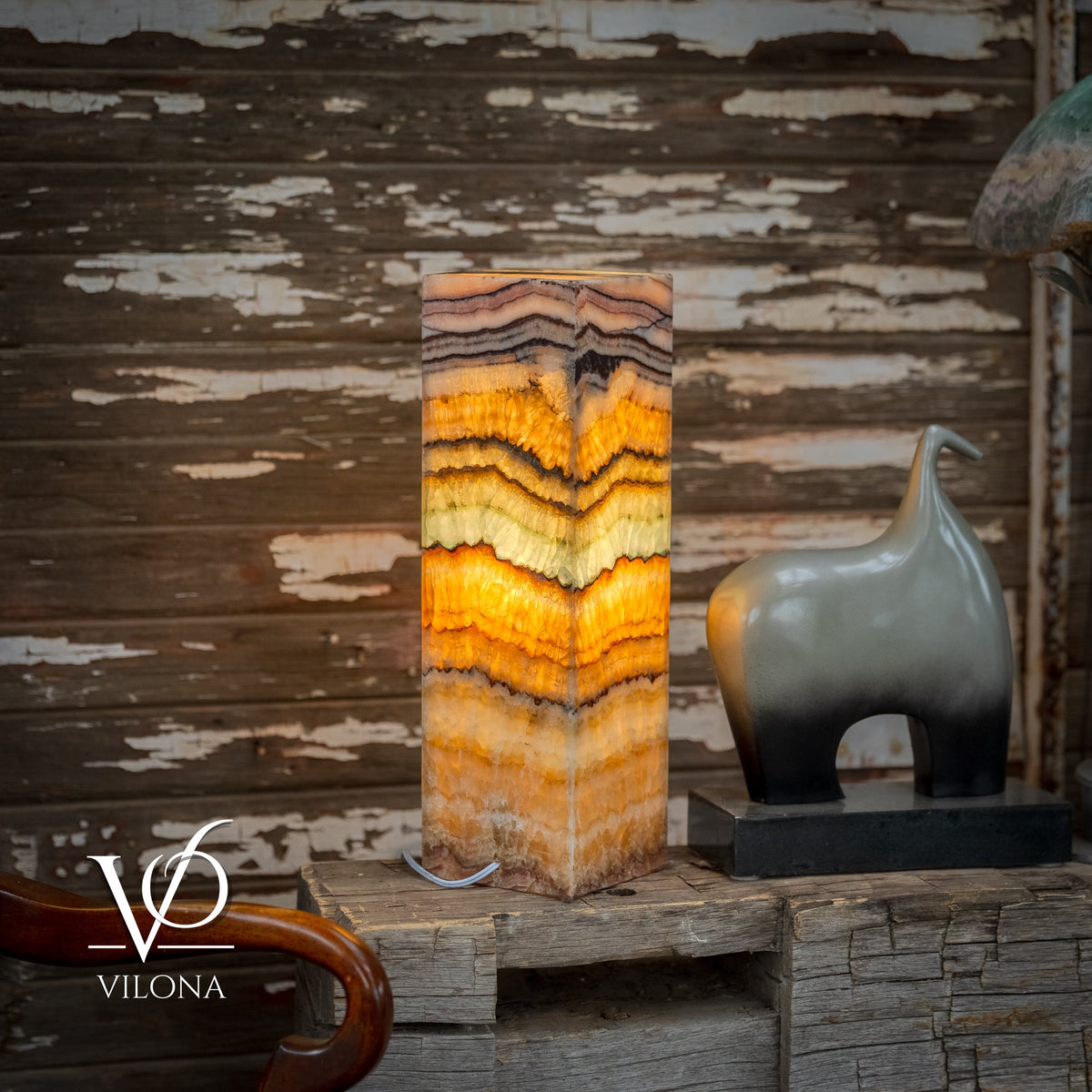 Aqua Onyx Square Table Lamp - 20" Tall, x 6"x 6" (Medium #67), photo 3 of 9