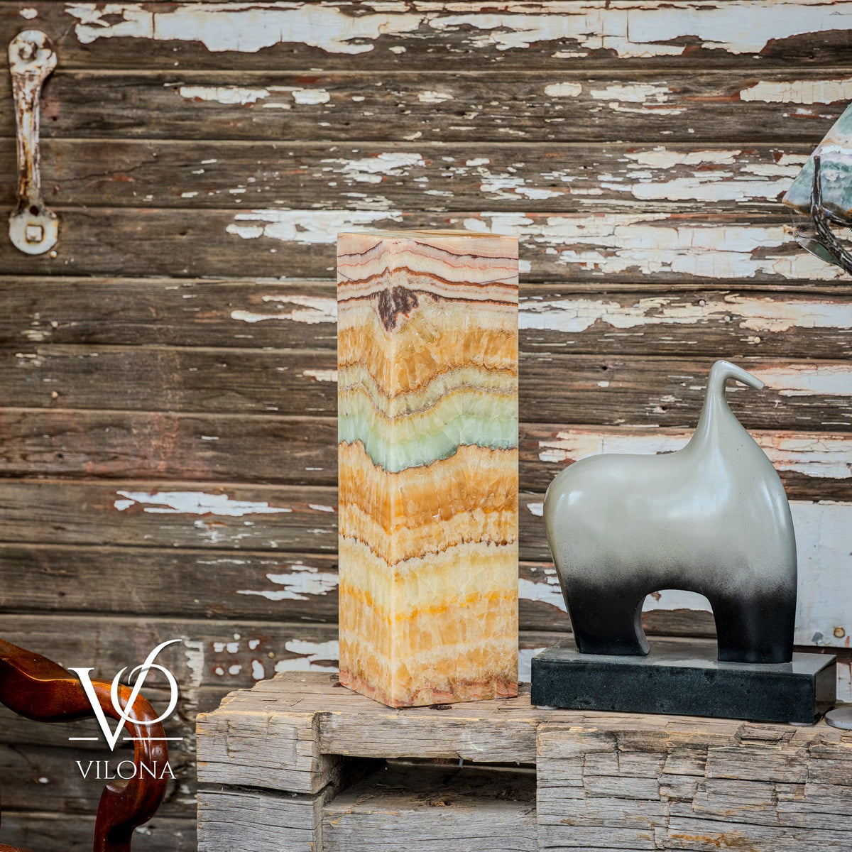 Aqua Onyx Square Table Lamp - 20" Tall, x 6"x 6" (Medium #67), photo 2 of 9