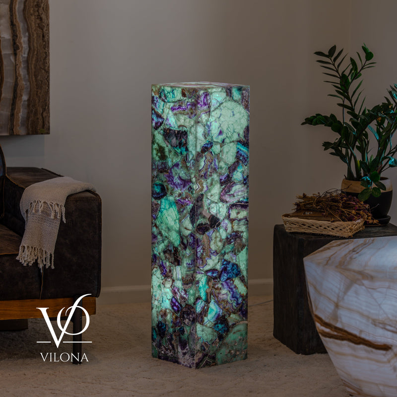 Fluorite Crystal Floor Lamp #5 – 39.5" Tall × 10" × 10"