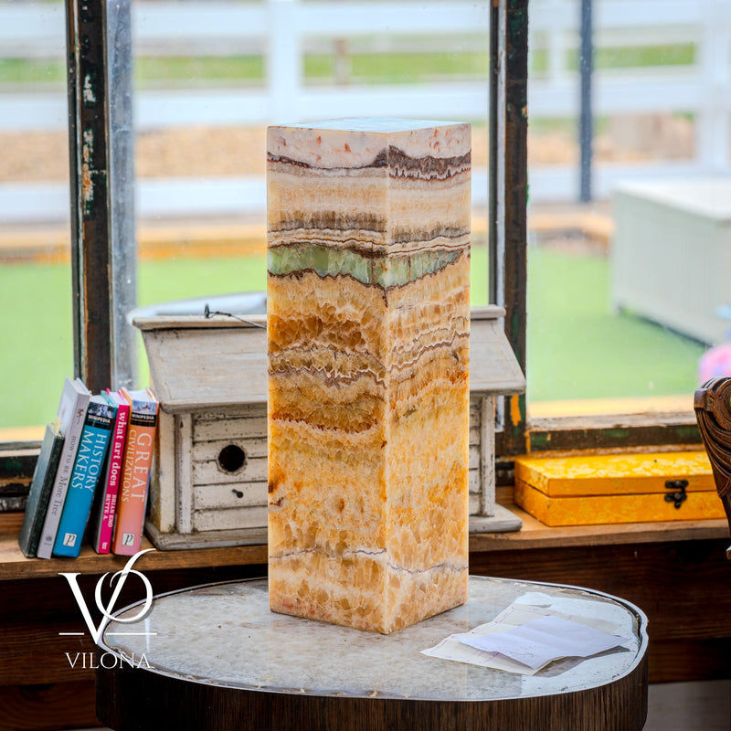 Aqua Onyx Square Table Lamp - 20" Tall, x 6"x 6" (Medium #69), photo 4 of 8