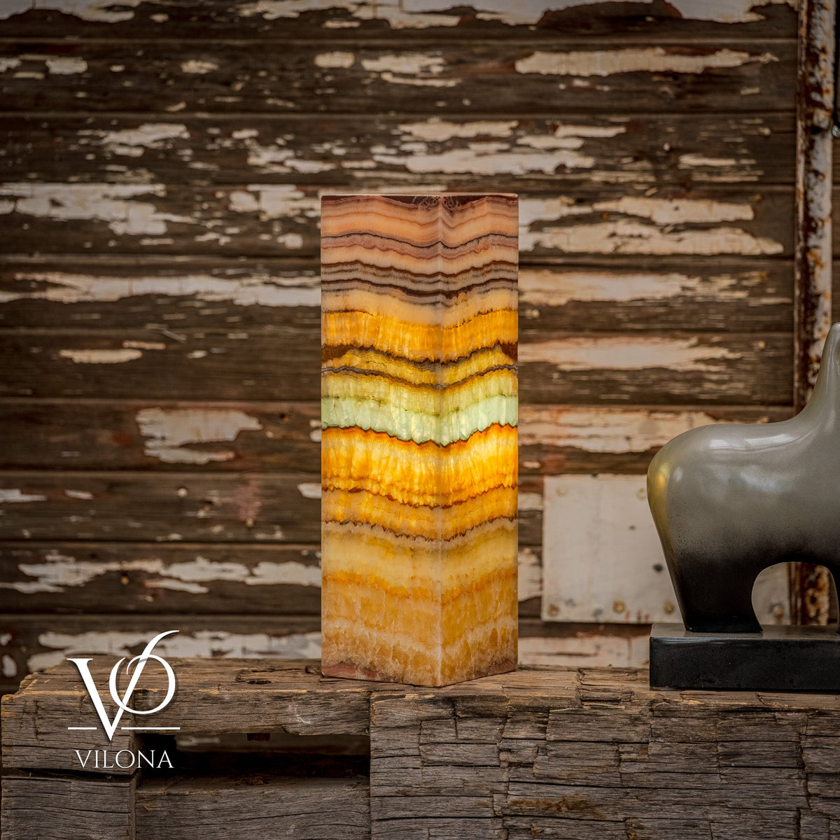 Aqua Onyx Square Table Lamp - 20" Tall, x 6"x 6" (Medium Pair #70), photo 6 of 9