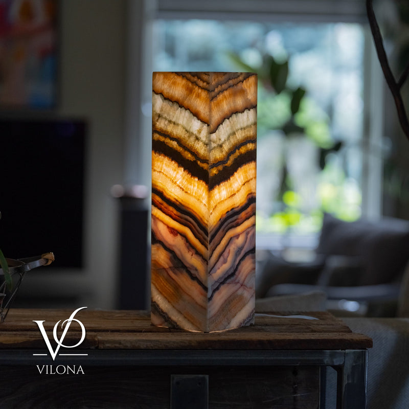 Aqua Onyx Square Table Lamp - 20" Tall, x 6"x 6" (Medium #73), photo 2 of 10