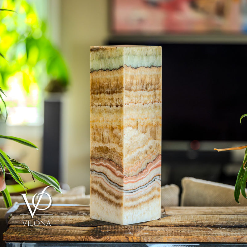 Aqua Onyx Square Table Lamp - 20" Tall, x 6"x 6" (Medium #71), photo 2 of 9