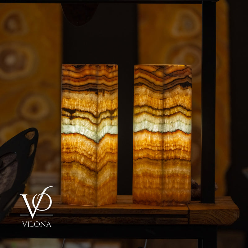 Aqua Onyx Square Table Lamp - 20" Tall, x 6"x 6" (Medium Pair #74), photo 3 of 9