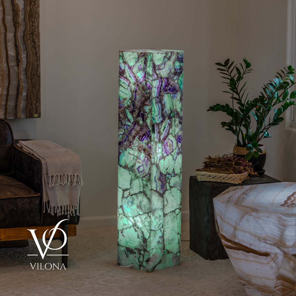 Fluorite Floor Lamp #7 – 47.5" Tall × 10" Square, photo 4 of 15