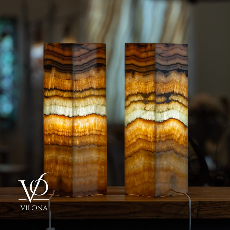 Aqua Onyx Square Table Lamp - 20" Tall, x 6"x 6" (Medium Pair #74), photo 6 of 9