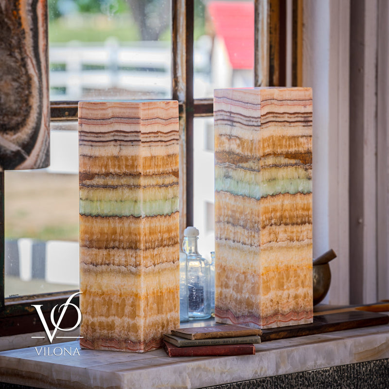 Aqua Onyx Square Table Lamp - 20" Tall, x 6"x 6" (Medium Pair #75), photo 3 of 11