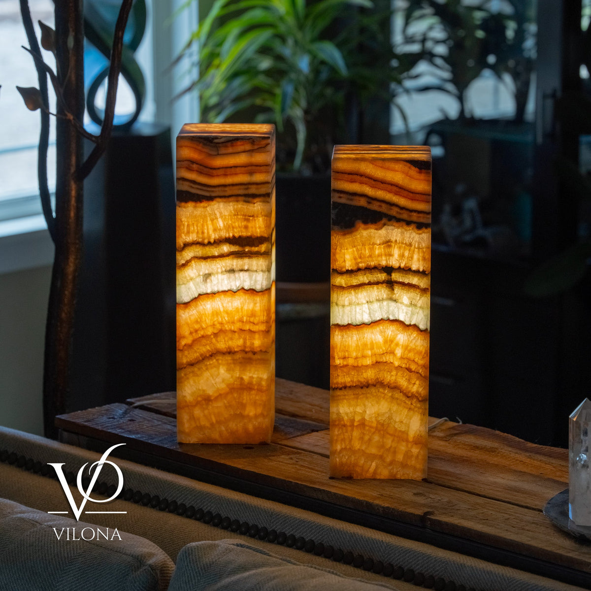 Aqua Onyx Square Table Lamp - 20" Tall, x 6"x 6" (Medium Pair #77), photo 6 of 11