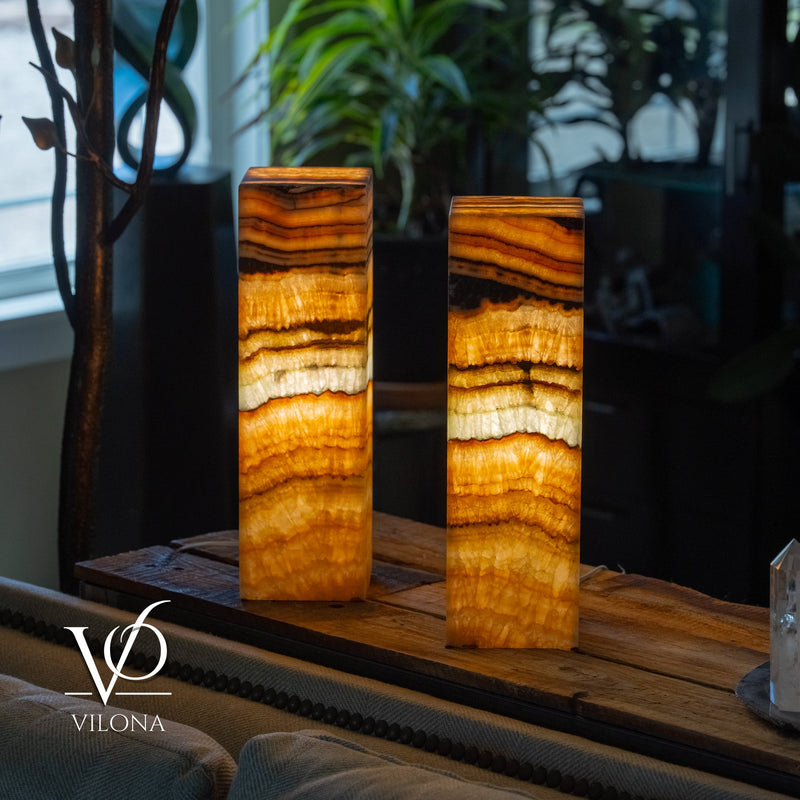 Aqua Onyx Square Table Lamp - 20" Tall, x 6"x 6" (Medium Pair #77), photo 6 of 11