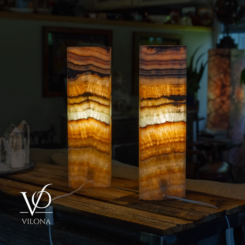 Aqua Onyx Square Table Lamp - 20" Tall, x 6"x 6" (Medium Pair #77), photo 7 of 11