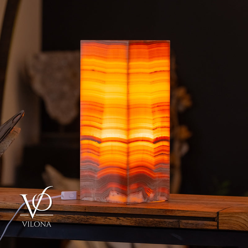 Miami Sunset Onyx Table Lamp – 20″ × 8″ Large Square #1, photo 4 of 11