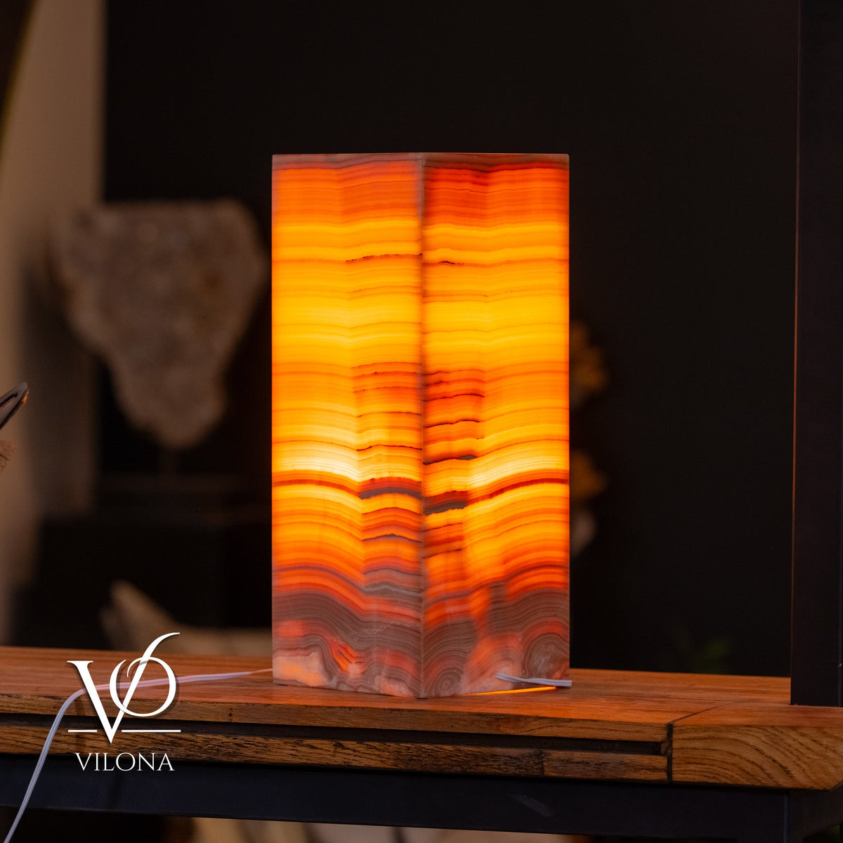 Miami Sunset Onyx Table Lamp – 20″ × 8″ Large Square #1, photo 6 of 11