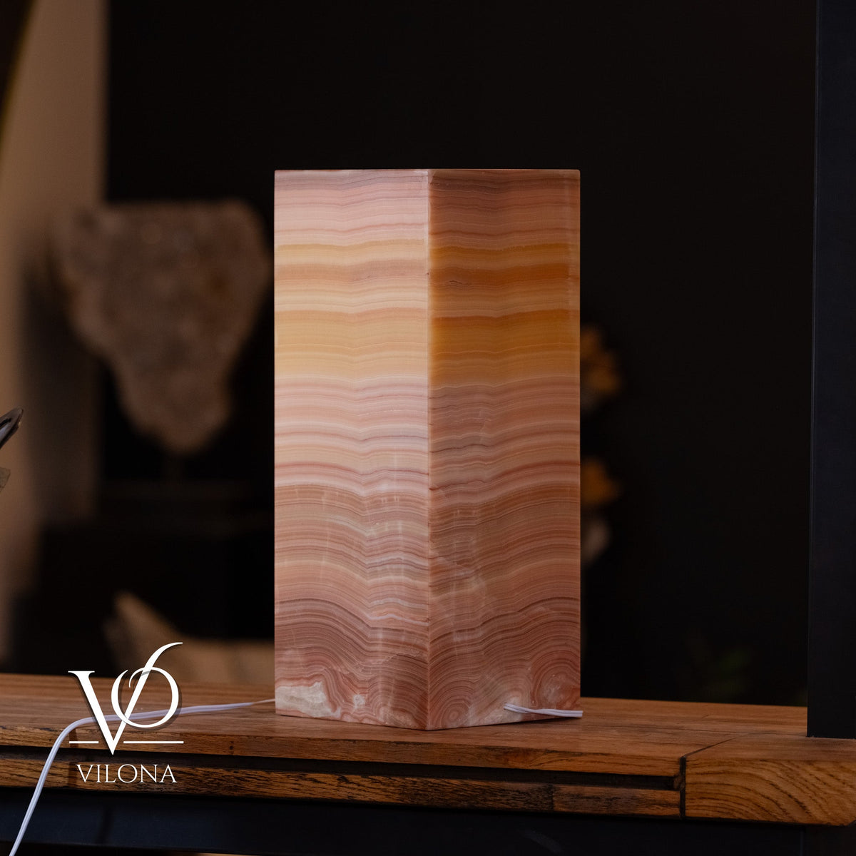 Miami Sunset Onyx Table Lamp – 20″ × 8″ Large Square #1, photo 7 of 11