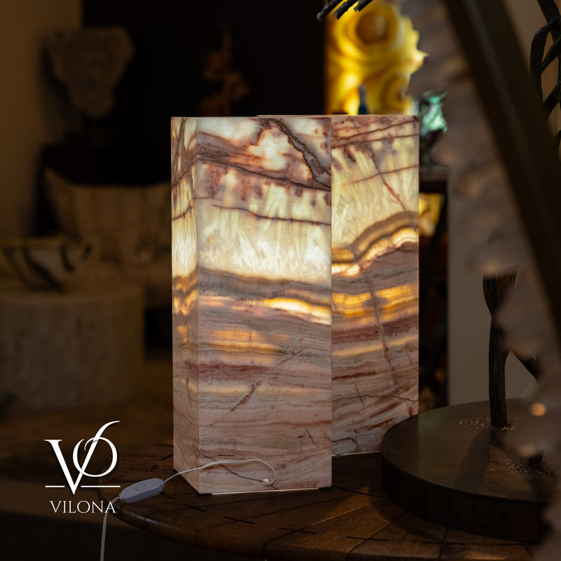 Divina Claire Onyx Table Lamp Pair – 22″ × 8″ Large Square #1, photo 7 of 12