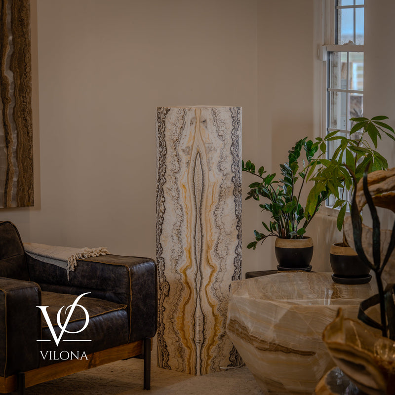 Golden Cloud Onyx Floor Lamp – Exotic – Medium – 51″ H × 12″ W × 12″ D – Square – #1, photo 4 of 15