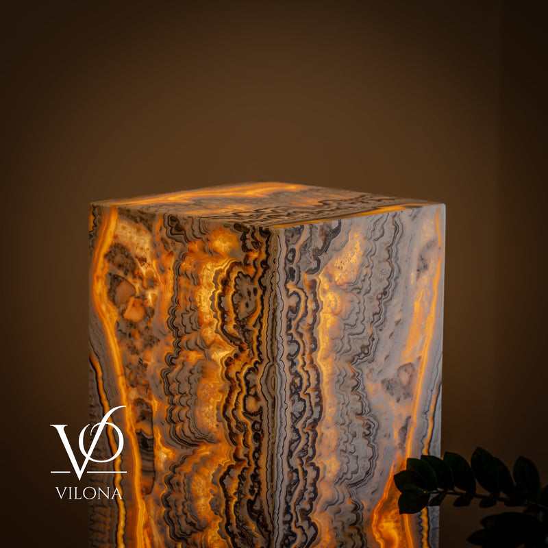 Golden Cloud Onyx Floor Lamp – Exotic – Medium – 51″ H × 12″ W × 12″ D – Square – #1, photo 13 of 15