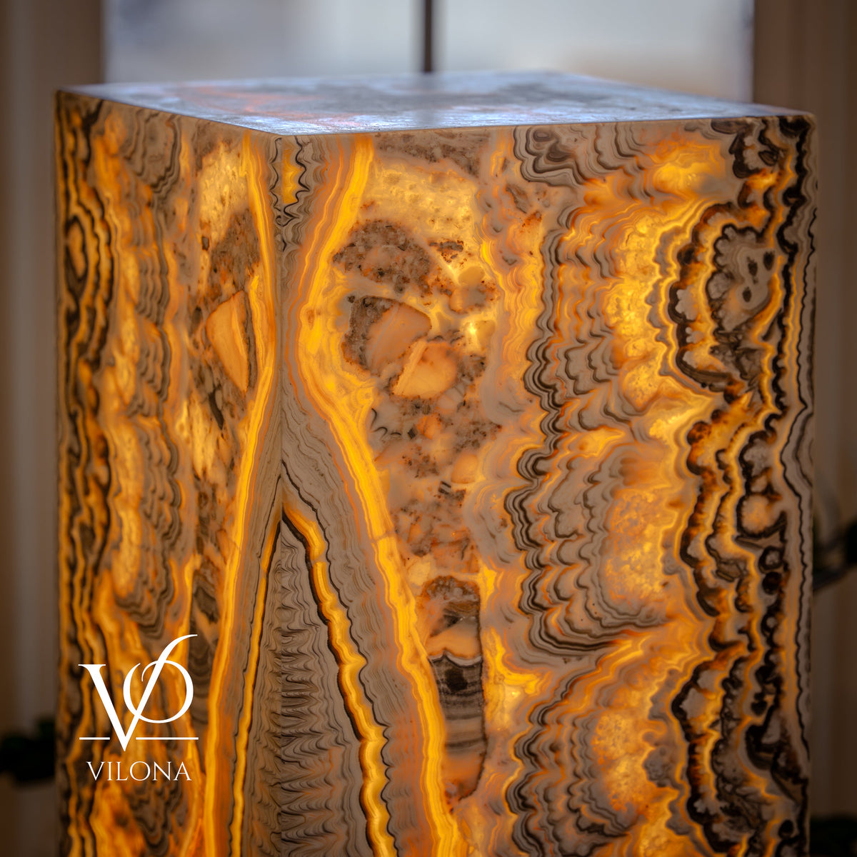 Golden Cloud Onyx Floor Lamp – Exotic – Medium – 51″ H × 12″ W × 12″ D – Square – #1, photo 15 of 15
