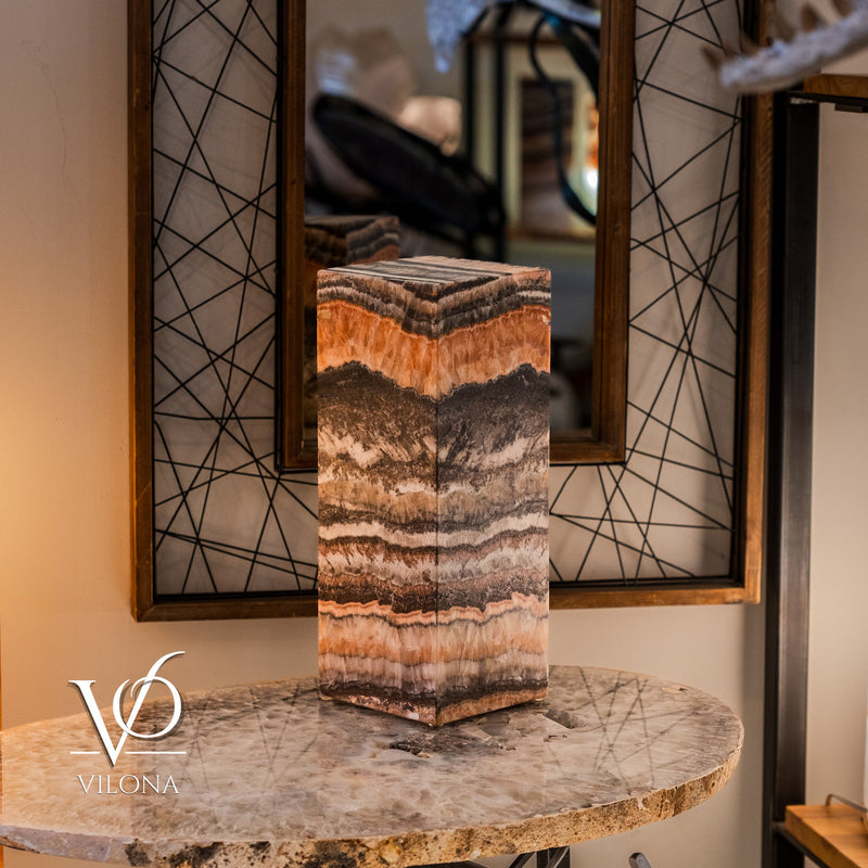 Tangerine Onyx Table Lamp – 16" Tall × 6" Square – One of a Kind #2, photo 8 of 9