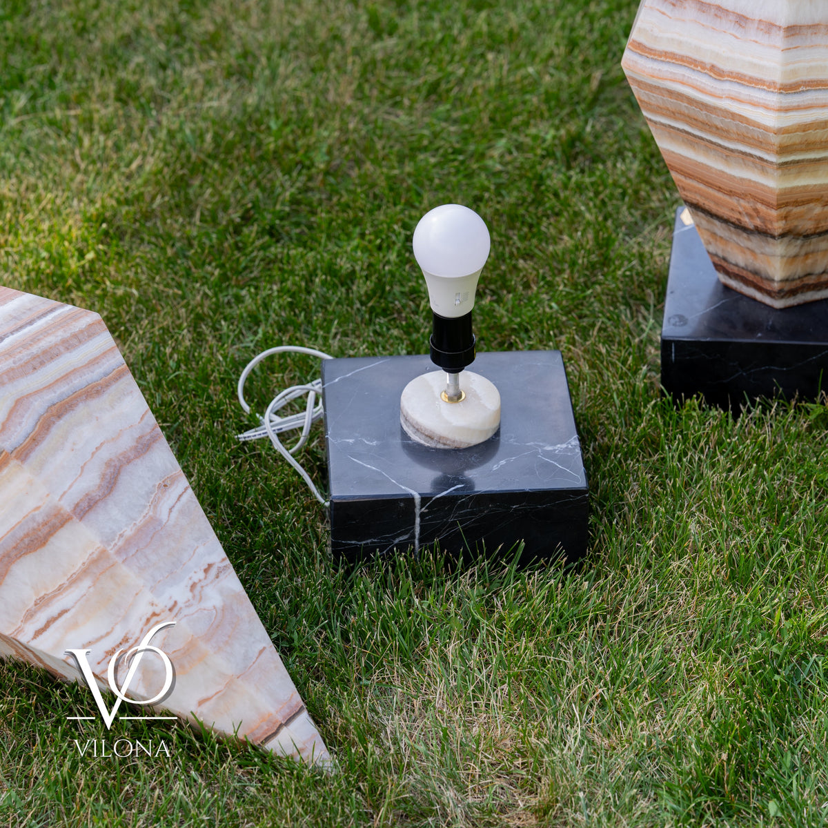 Sahara Onyx Bi-Pyramid Sculptural Lamp Pair – Natural Stone Lighting, photo 31 of 31