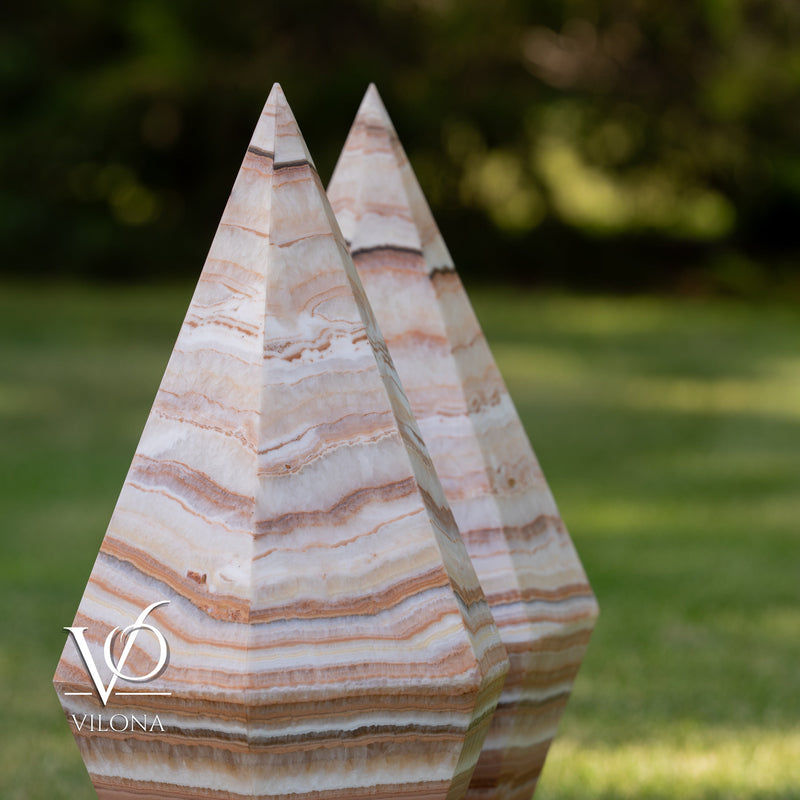 Sahara Onyx Bi-Pyramid Sculptural Lamp Pair – Natural Stone Lighting, photo 5 of 31
